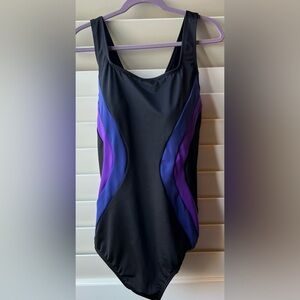 Lands’ End - 18W - New with Hygienic Liner - Women's Black and Purple Swimsuit